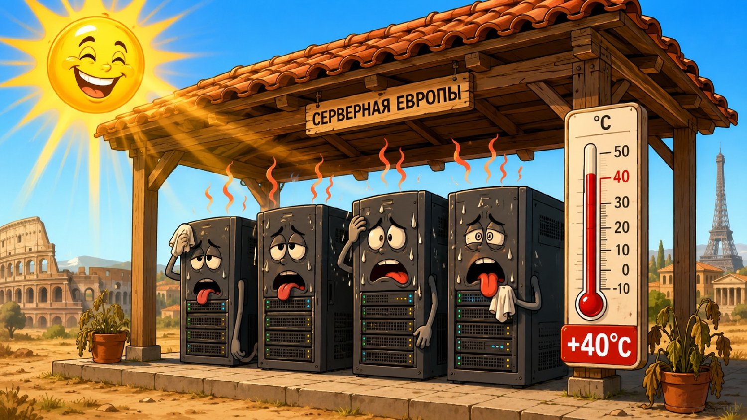 Европа плавится, облака испаряются: европейские дата-центры не выдерживают июньскую жару